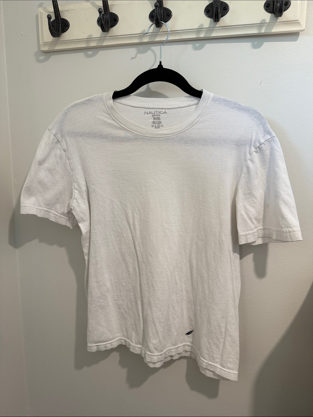 Nautica White Tee with Navy Sail Logo